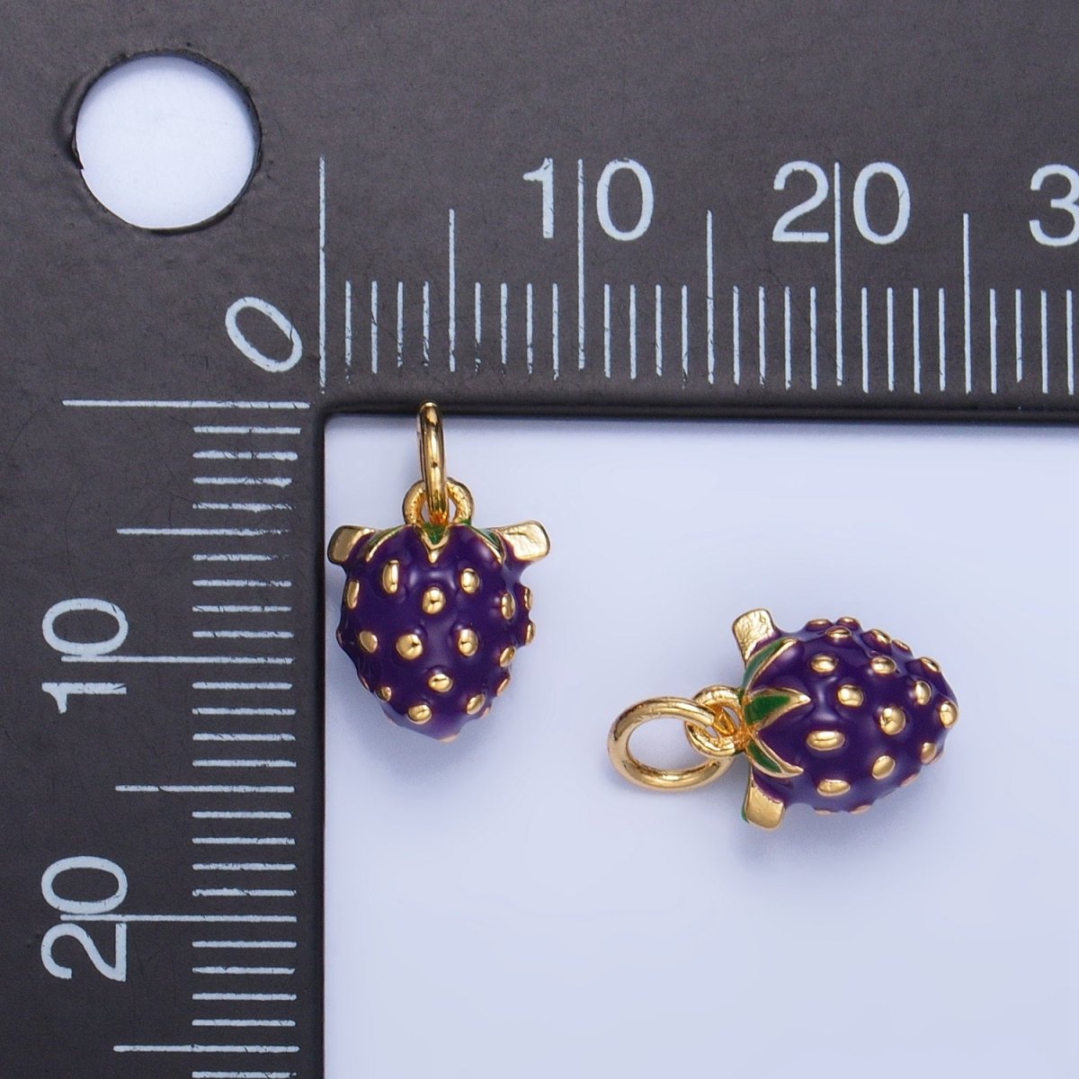24K Gold Filled Grape Fruit Enamel Mini Multidimensional Charm | W060 - DLUXCA