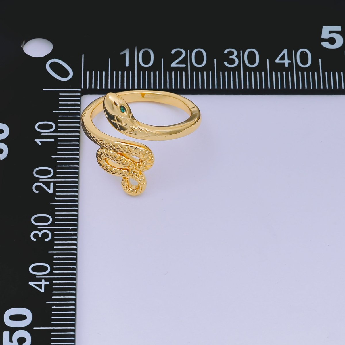 24K Gold Filled Green CZ Serpent Snake Adjustable Ring | O - 1491 - DLUXCA