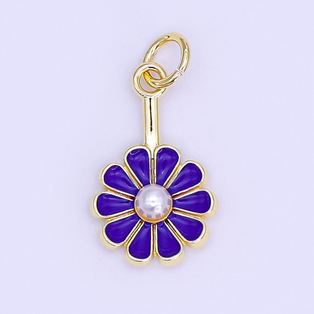 24K Gold Filled Green, Purple, Pink, Yellow, White Shell Pearl Flower Charm | AF530 - AF532 - DLUXCA