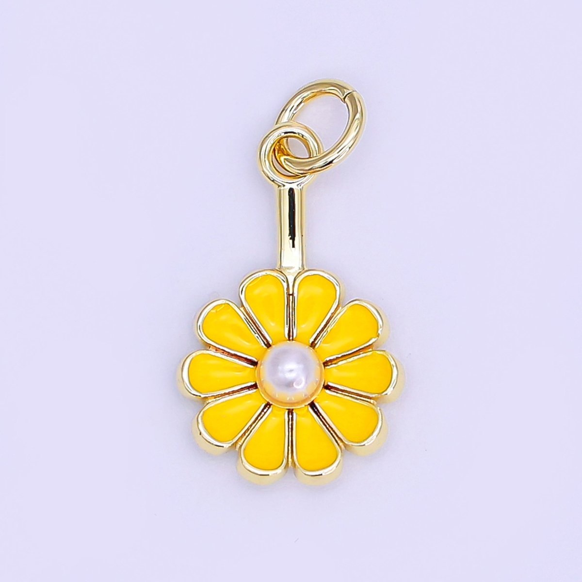 24K Gold Filled Green, Purple, Pink, Yellow, White Shell Pearl Flower Charm | AF530 - AF532 - DLUXCA