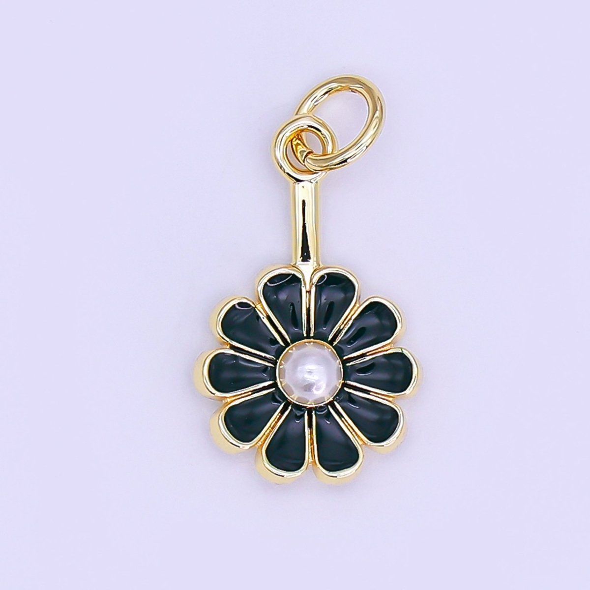 24K Gold Filled Green, Purple, Pink, Yellow, White Shell Pearl Flower Charm | AF530 - AF532 - DLUXCA