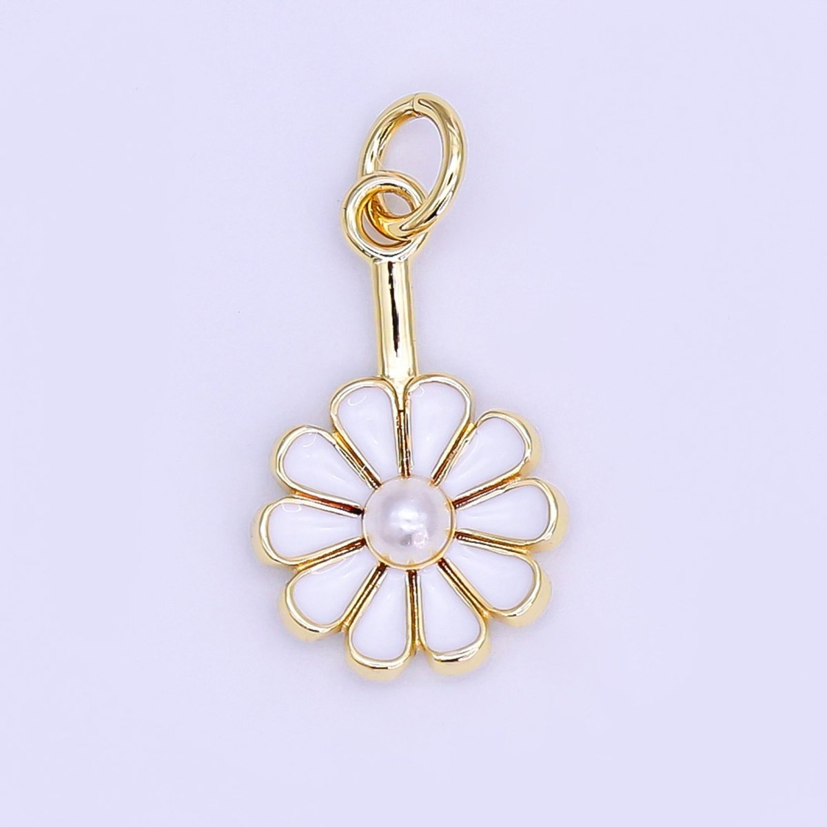 24K Gold Filled Green, Purple, Pink, Yellow, White Shell Pearl Flower Charm | AF530 - AF532 - DLUXCA