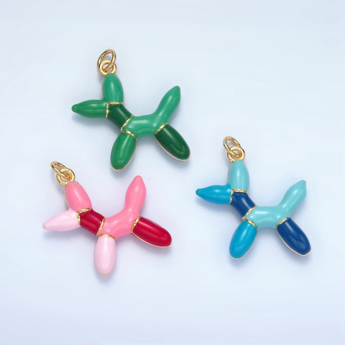 24K Gold Filled Green, Red, Blue Enamel Balloon Animal Charm | M139 - M140 - DLUXCA
