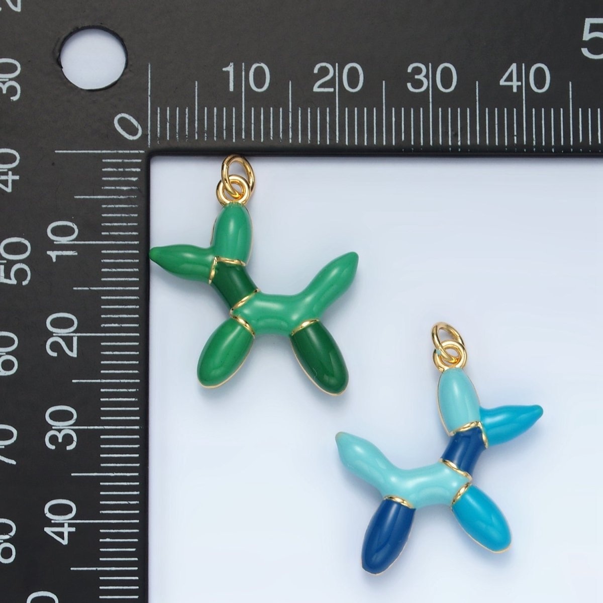 24K Gold Filled Green, Red, Blue Enamel Balloon Animal Charm | M139 - M140 - DLUXCA
