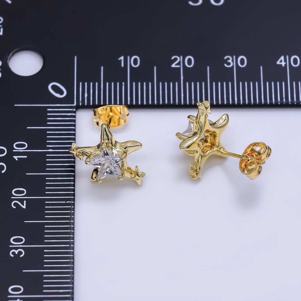 24K Gold Filled Green, Red, & Pink CZ Star - Shaped Stud Earrings | AJ - 067 - AJ - 072 - DLUXCA