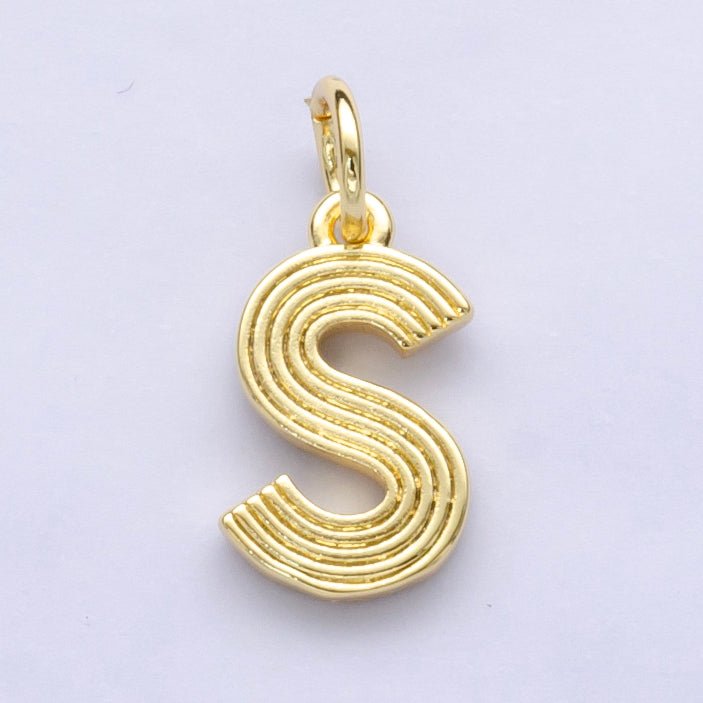24K Gold Filled Groovy Disco Initial Letter Charm | A185 - A197 - DLUXCA