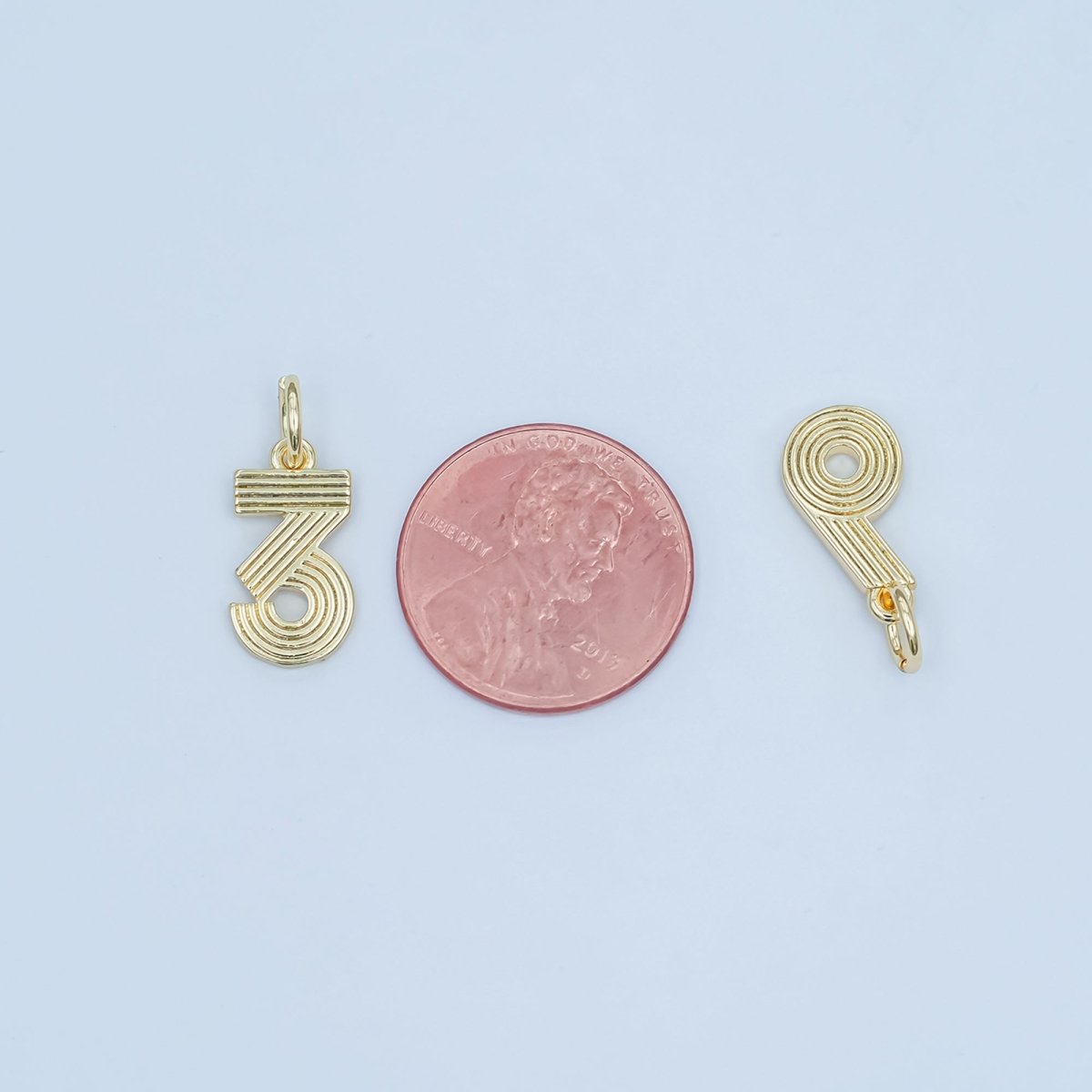 24K Gold Filled Groovy Disco Number Numerology Charm | M617 - M621 - DLUXCA