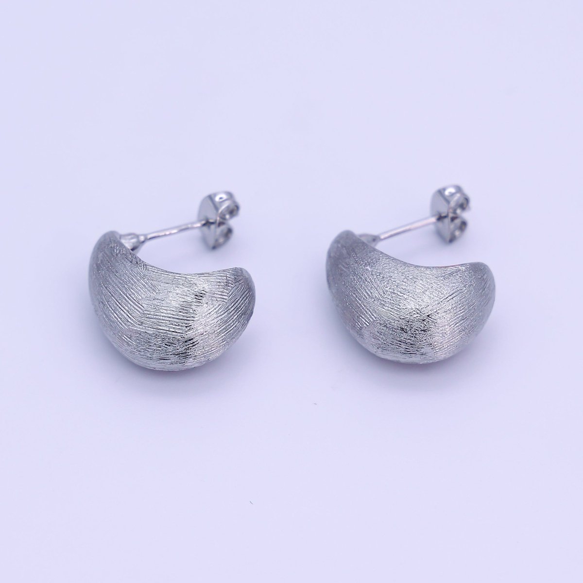 24K Gold Filled Half - Pear Dome Drop C - Shape Stud Earrings in Gold & Silver | AJ - 028 - DLUXCA