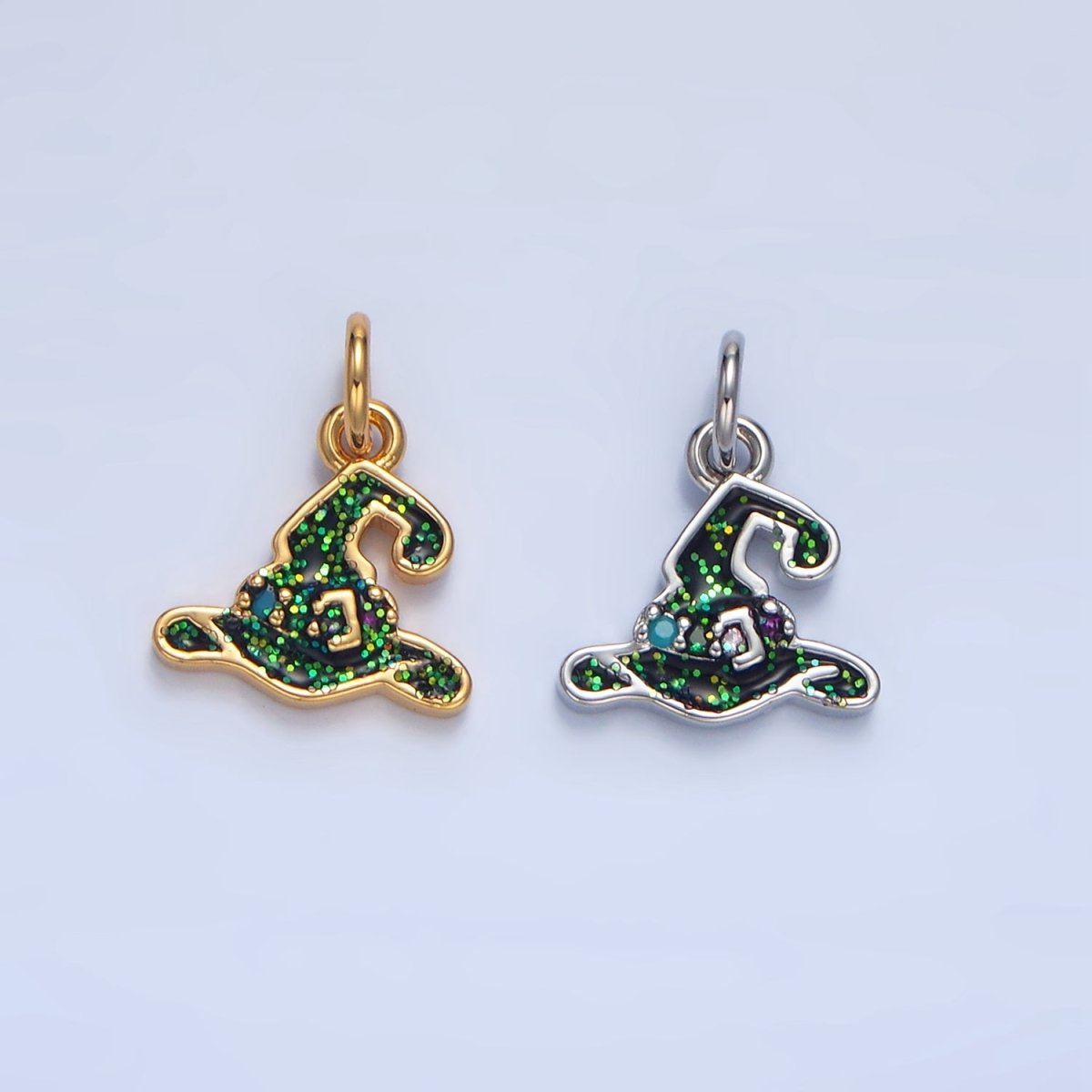 24K Gold Filled Halloween Black Witch Hat Charm in Gold & Silver | X621 - DLUXCA