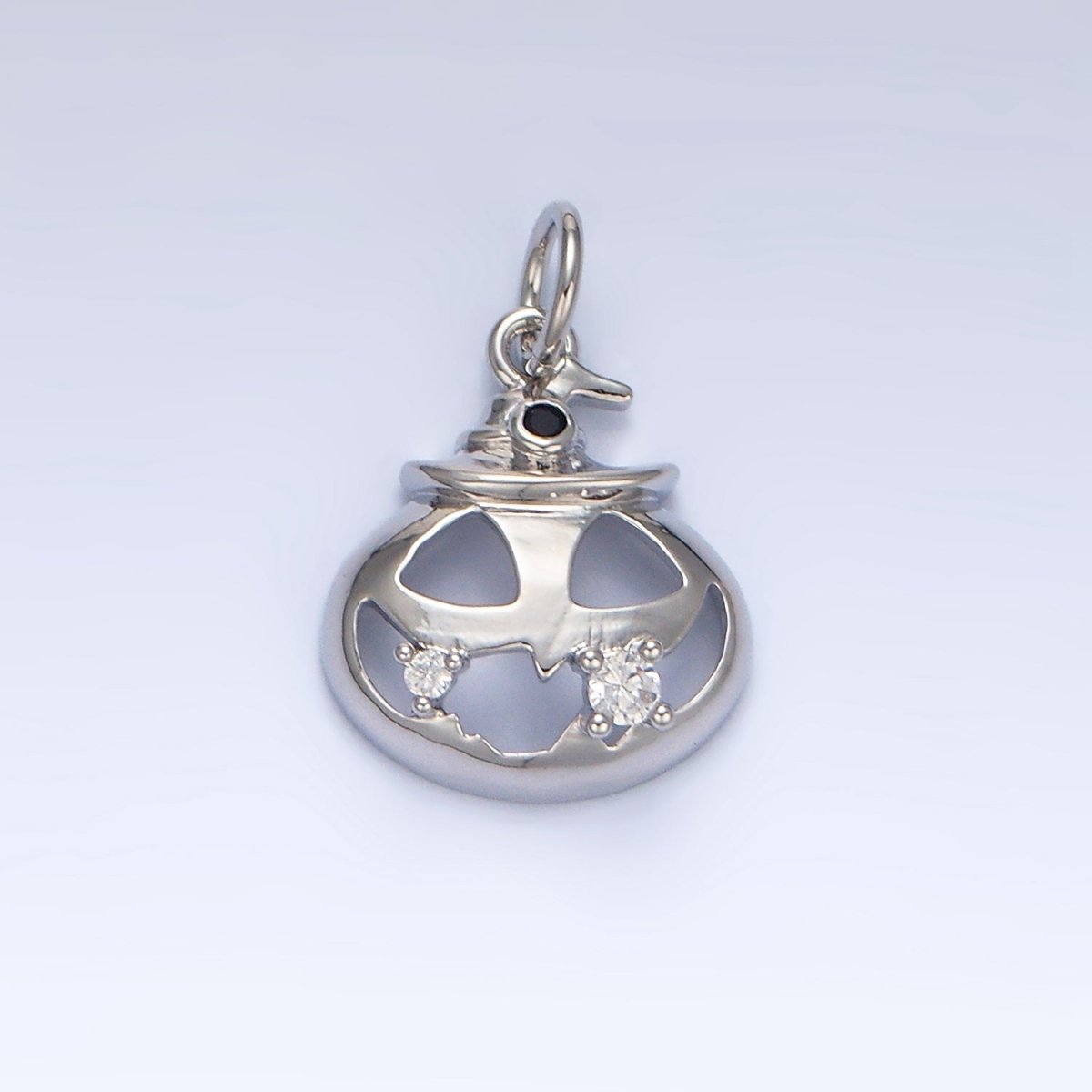 24K Gold Filled Halloween Pumpkin CZ Charm in Gold & Silver | X910 - DLUXCA