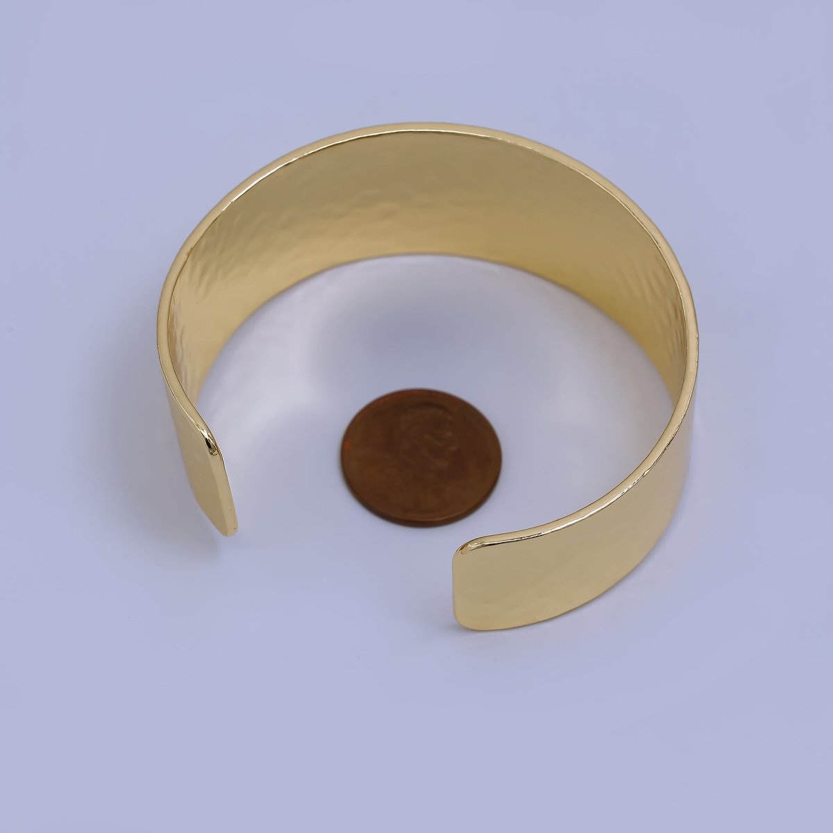 24K Gold Filled Hammered Bangle Cuff Bracelet | WA - 3249 - DLUXCA