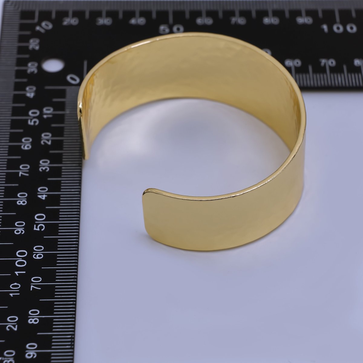 24K Gold Filled Hammered Bangle Cuff Bracelet | WA - 3249 - DLUXCA