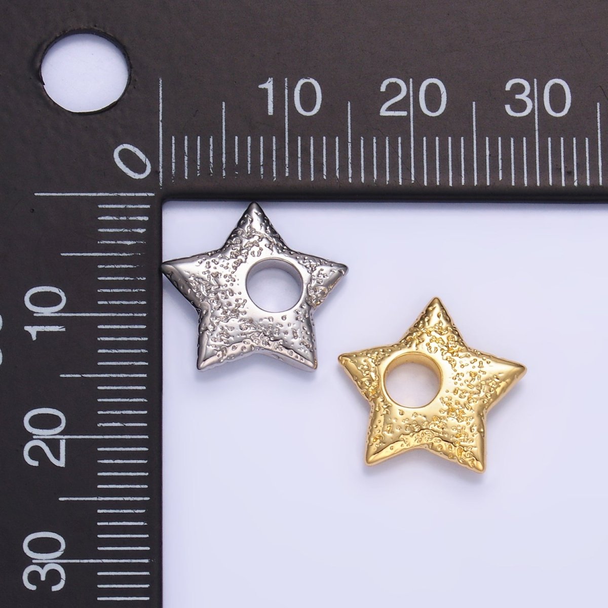 24K Gold Filled Hammered Celestial Star Pendant in Gold & Silver | B629 - DLUXCA
