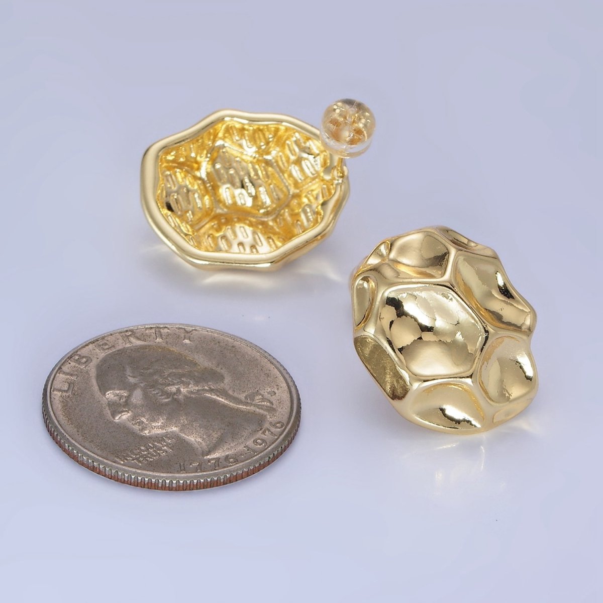 24K Gold Filled Hammered Geometric Minimalist Stud Earrings | P120 - DLUXCA