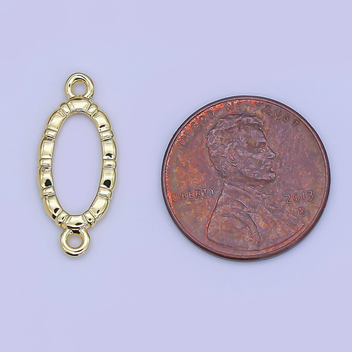 24K Gold Filled Hammered Oval Connector | Y - 015 - DLUXCA