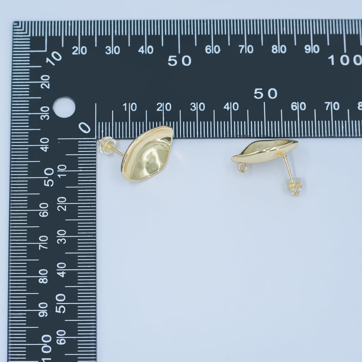 24K Gold Filled Hammered Oval Drop Stud Earring Findings | Z1128 - DLUXCA