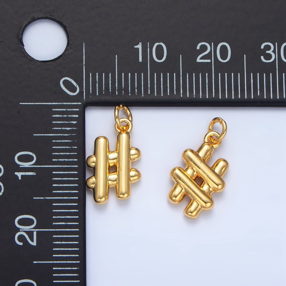 24K Gold Filled Hashtag "#" Minimalist Charm | X584 - DLUXCA