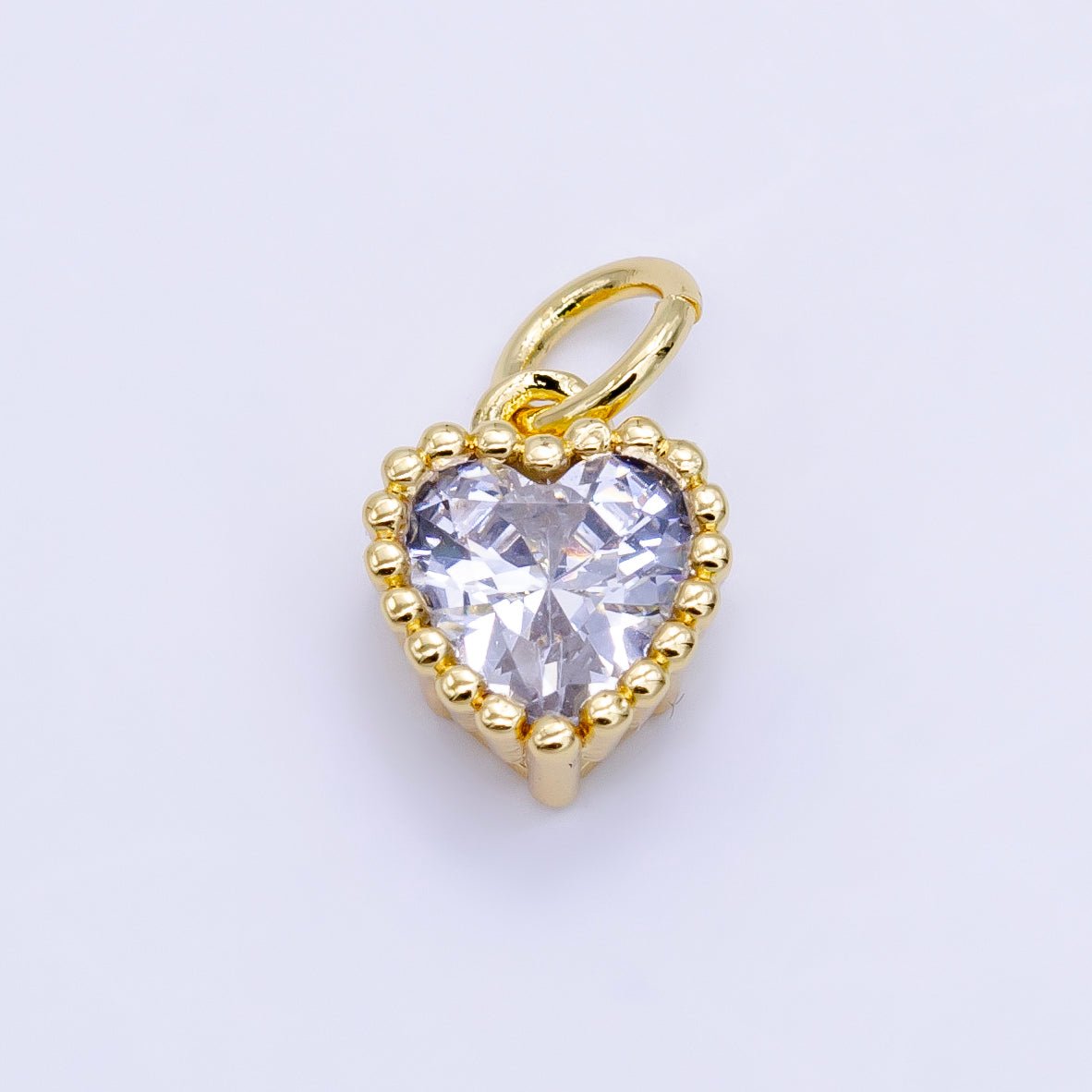 24K Gold Filled Heart CZ Dotted Mini Charm | E043 - E046 - DLUXCA