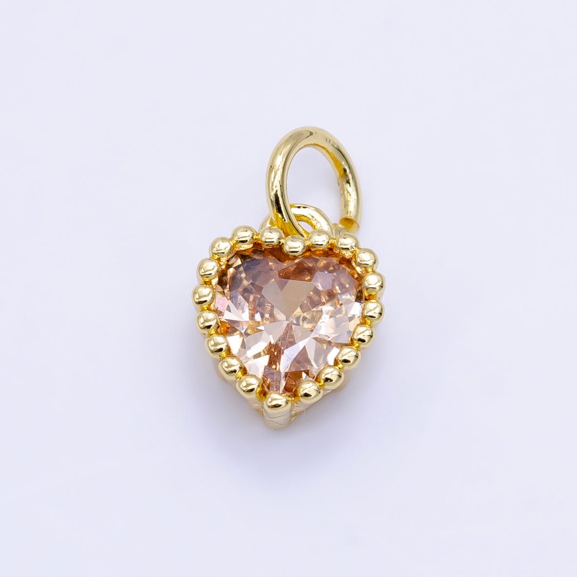 24K Gold Filled Heart CZ Dotted Mini Charm | E043 - E046 - DLUXCA