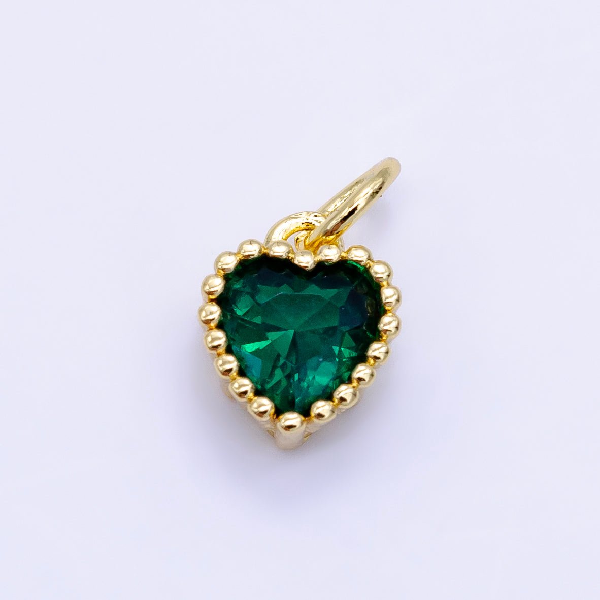 24K Gold Filled Heart CZ Dotted Mini Charm | E043 - E046 - DLUXCA