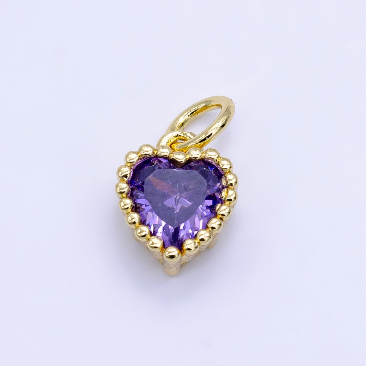 24K Gold Filled Heart CZ Dotted Mini Charm | E043 - E046 - DLUXCA