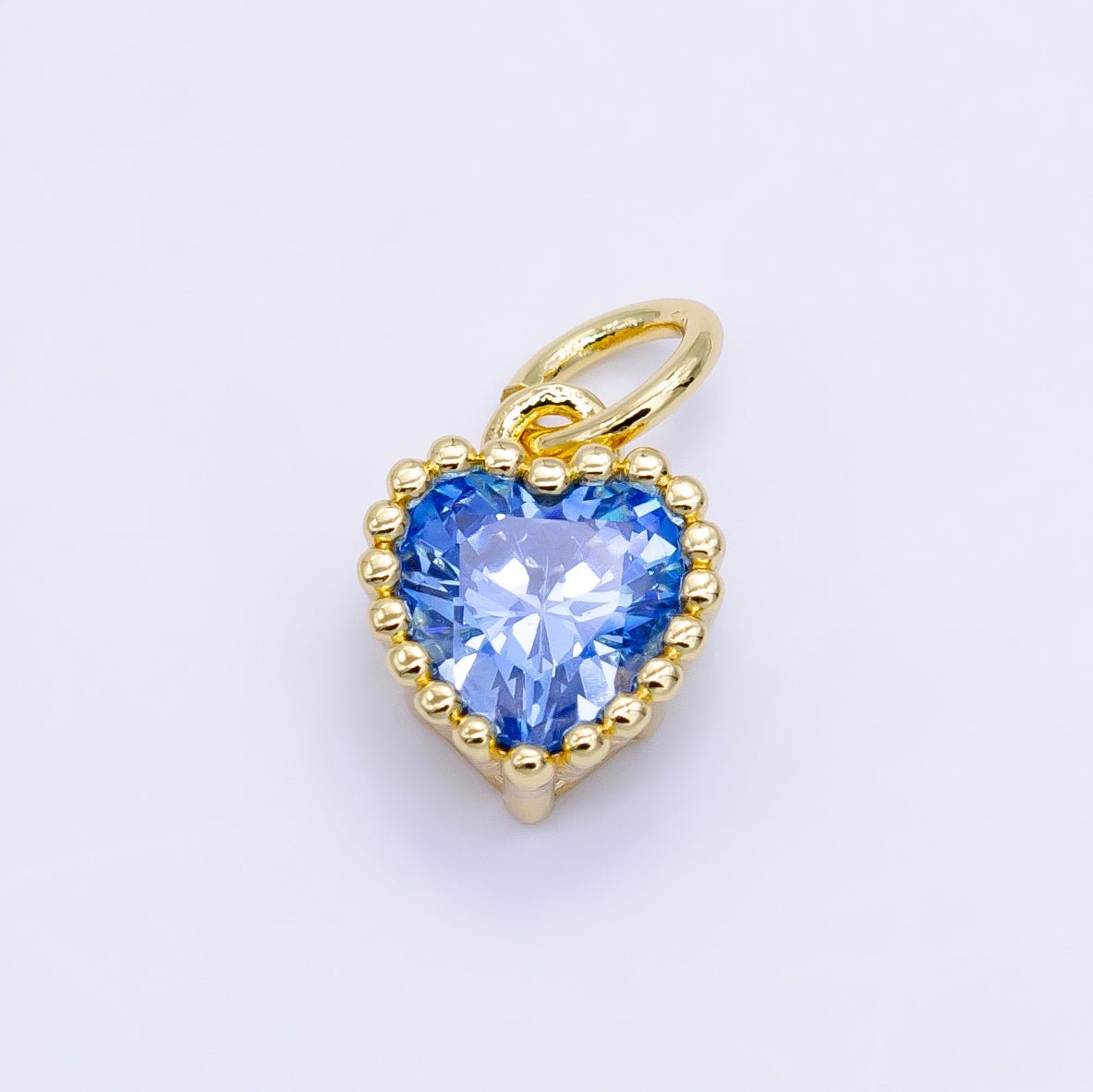 24K Gold Filled Heart CZ Dotted Mini Charm | E043 - E046 - DLUXCA