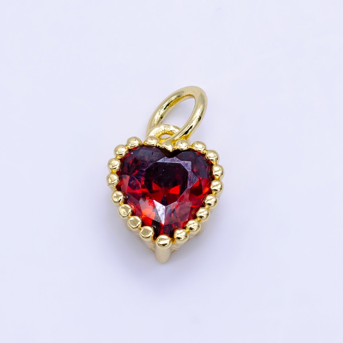 24K Gold Filled Heart CZ Dotted Mini Charm | E043 - E046 - DLUXCA