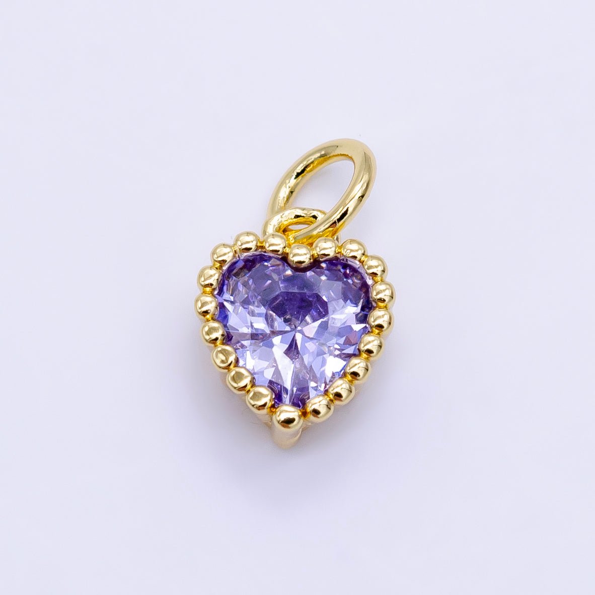 24K Gold Filled Heart CZ Dotted Mini Charm | E043 - E046 - DLUXCA