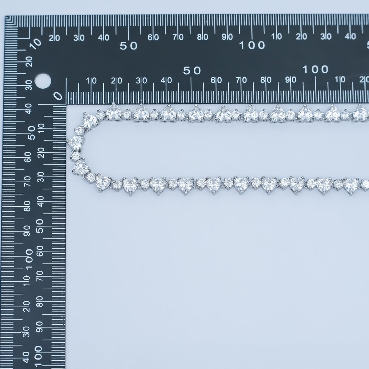 24K Gold Filled Heart CZ Tennis Chain 17 Inch Necklace in Gold & Silver | WA - 2861 WA - 2862 - DLUXCA