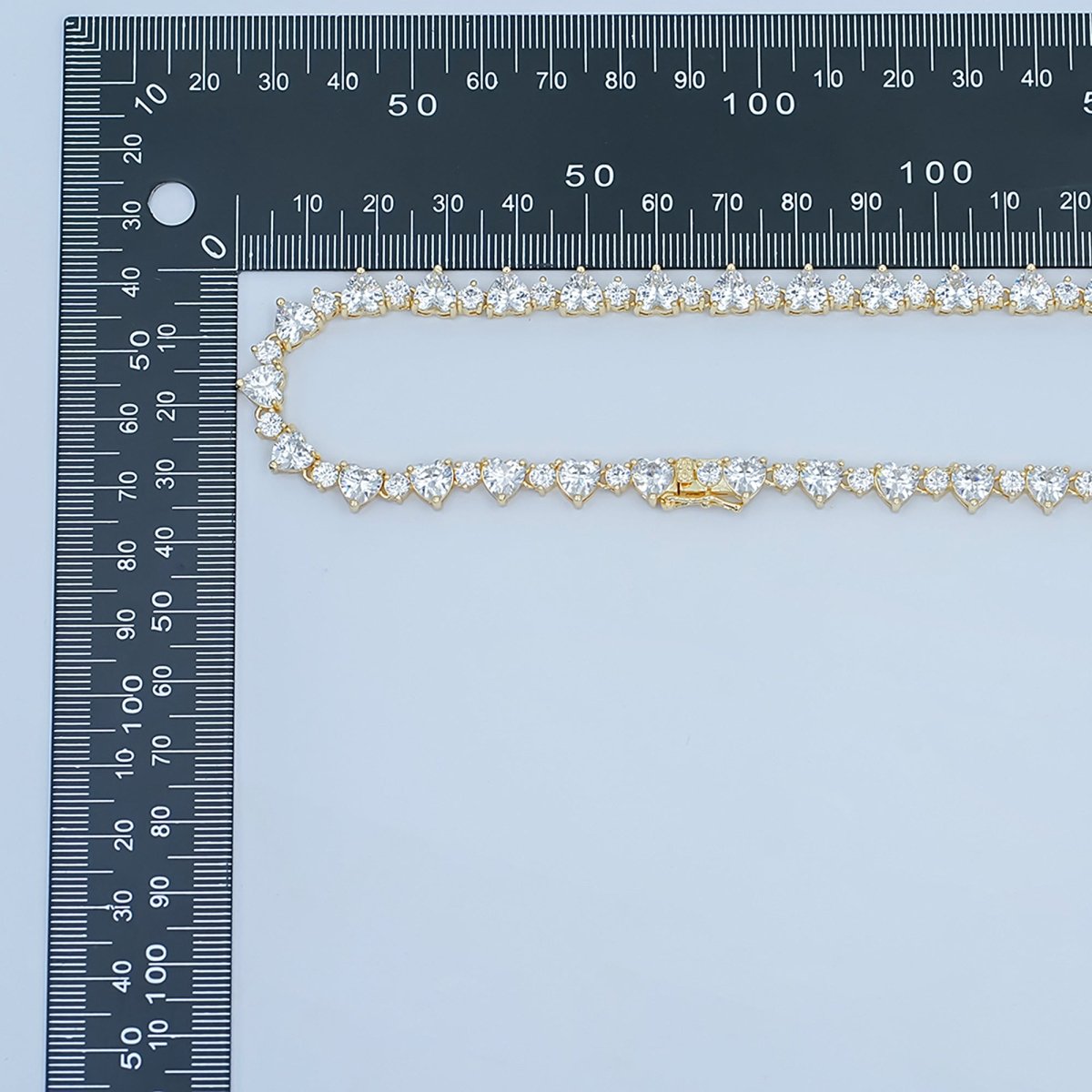 24K Gold Filled Heart CZ Tennis Chain 17 Inch Necklace in Gold & Silver | WA - 2861 WA - 2862 - DLUXCA