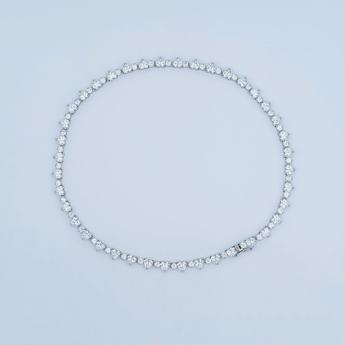 24K Gold Filled Heart CZ Tennis Chain 17 Inch Necklace in Gold & Silver | WA - 2861 WA - 2862 - DLUXCA