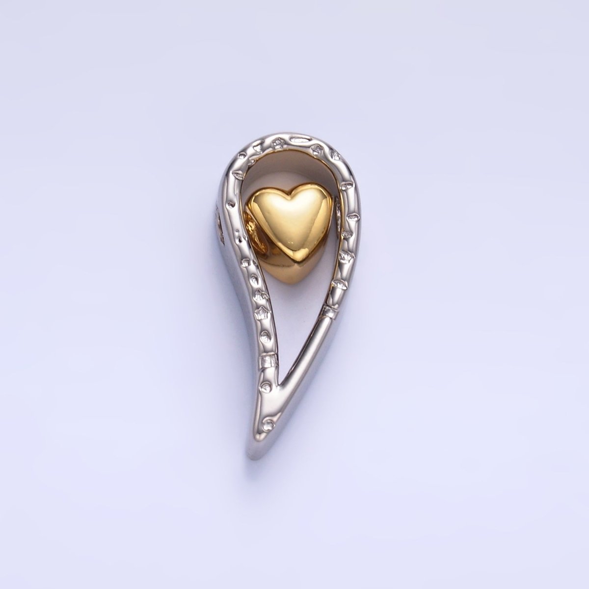 24K Gold Filled Heart Geometric Teardrop Mixed Metal Slide Charm Set | W825 - DLUXCA