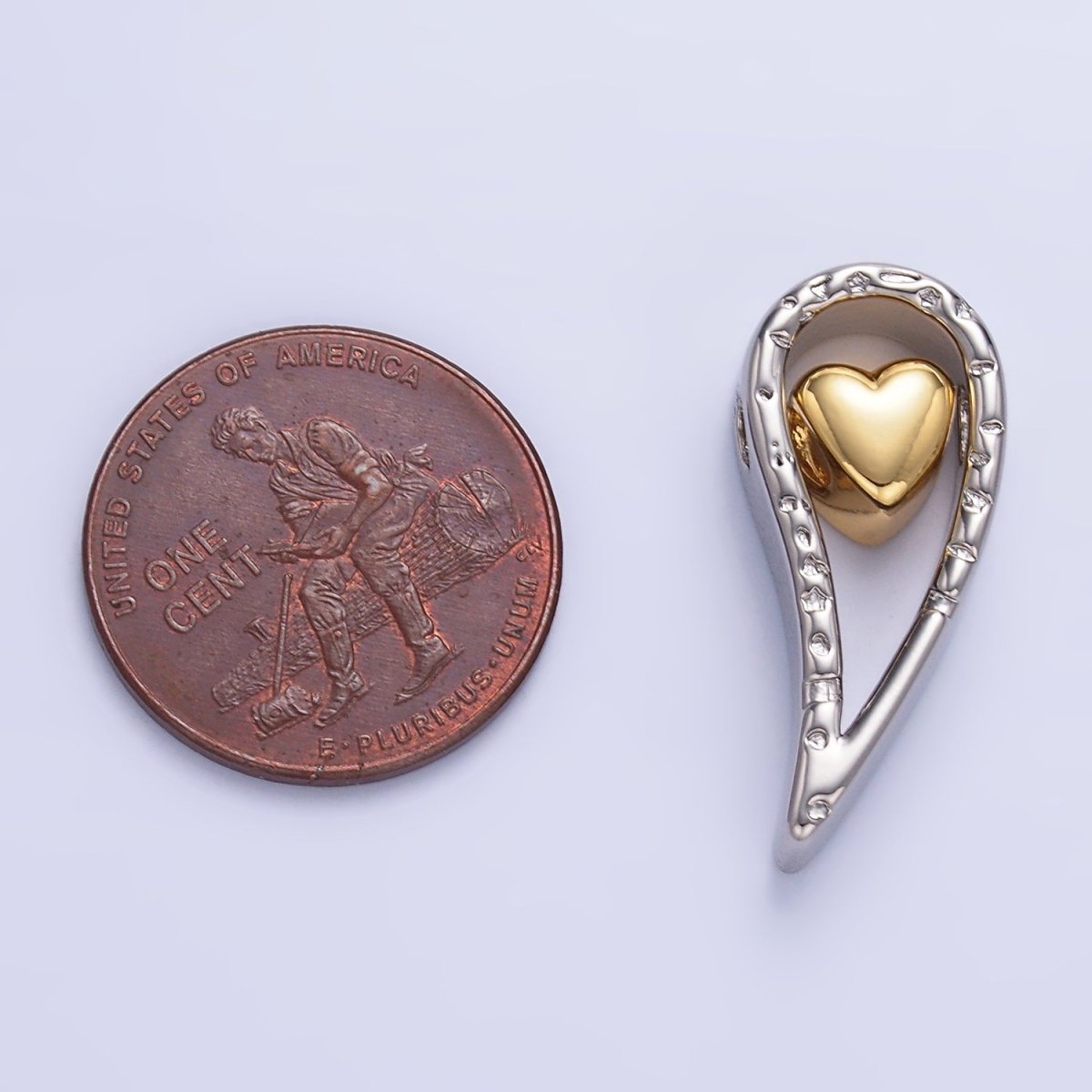 24K Gold Filled Heart Geometric Teardrop Mixed Metal Slide Charm Set | W825 - DLUXCA