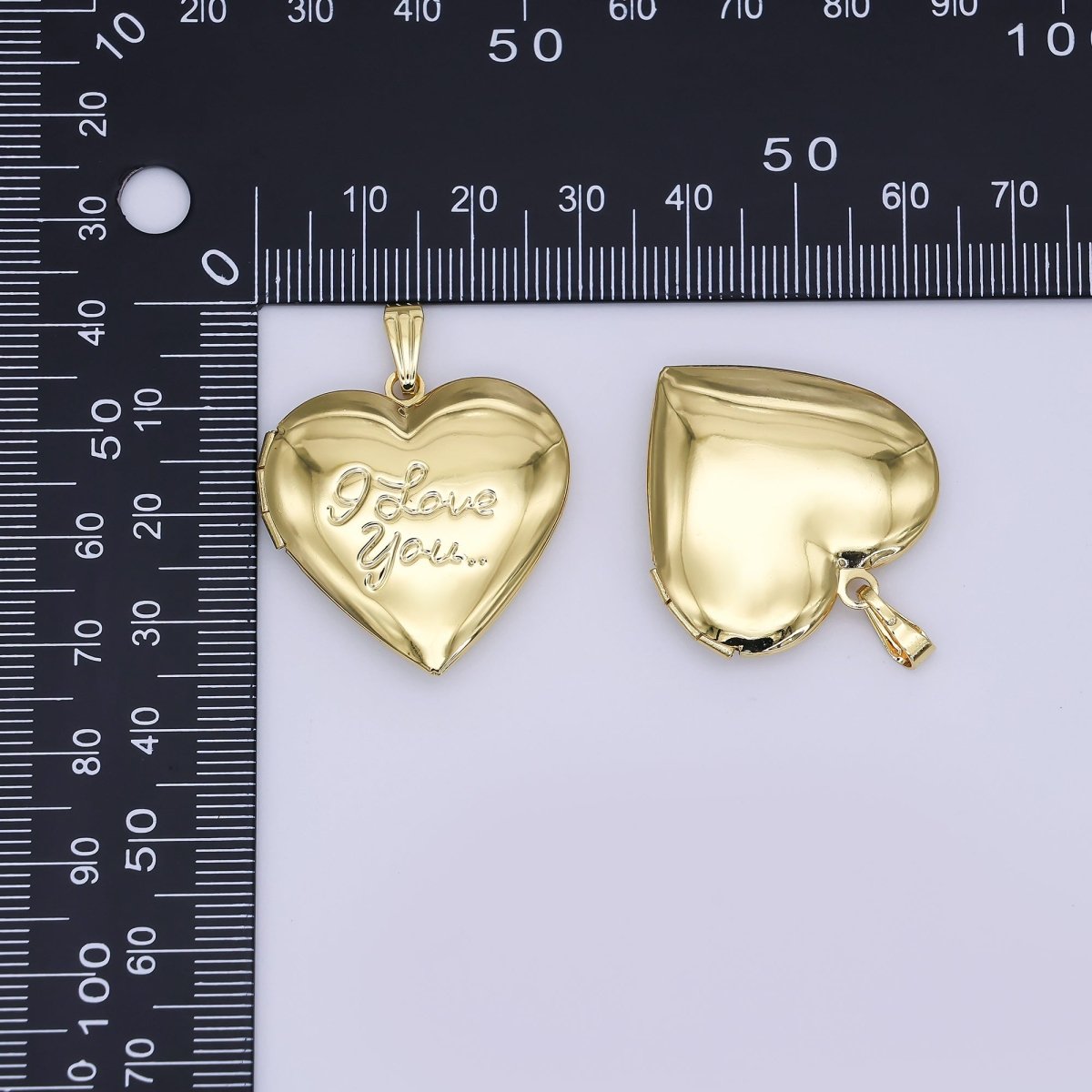 24K Gold Filled Heart Locket Pendant I love You Charm | AH486 - DLUXCA