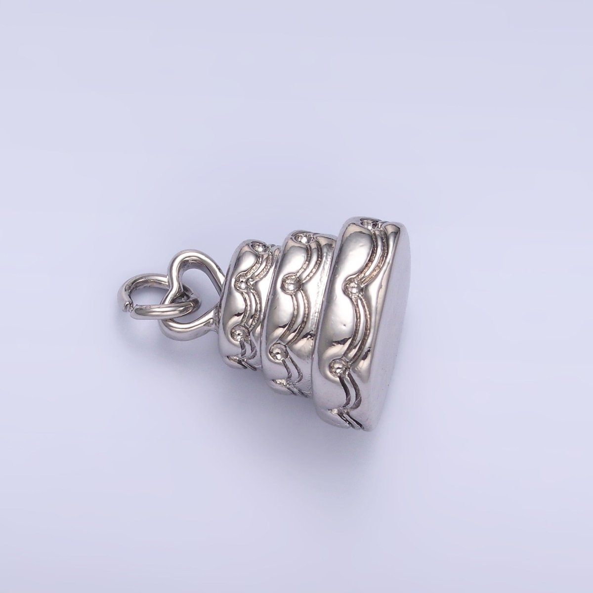 24K Gold Filled Heart Love Cake Multidimensional 3D Charm in Gold & Silver | D628 - DLUXCA