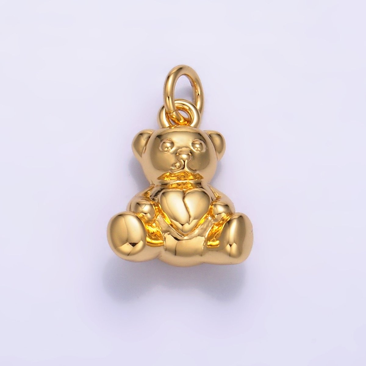 24K Gold Filled Heart Teddy Bear 3D Multidimensional Charm | W215 - DLUXCA