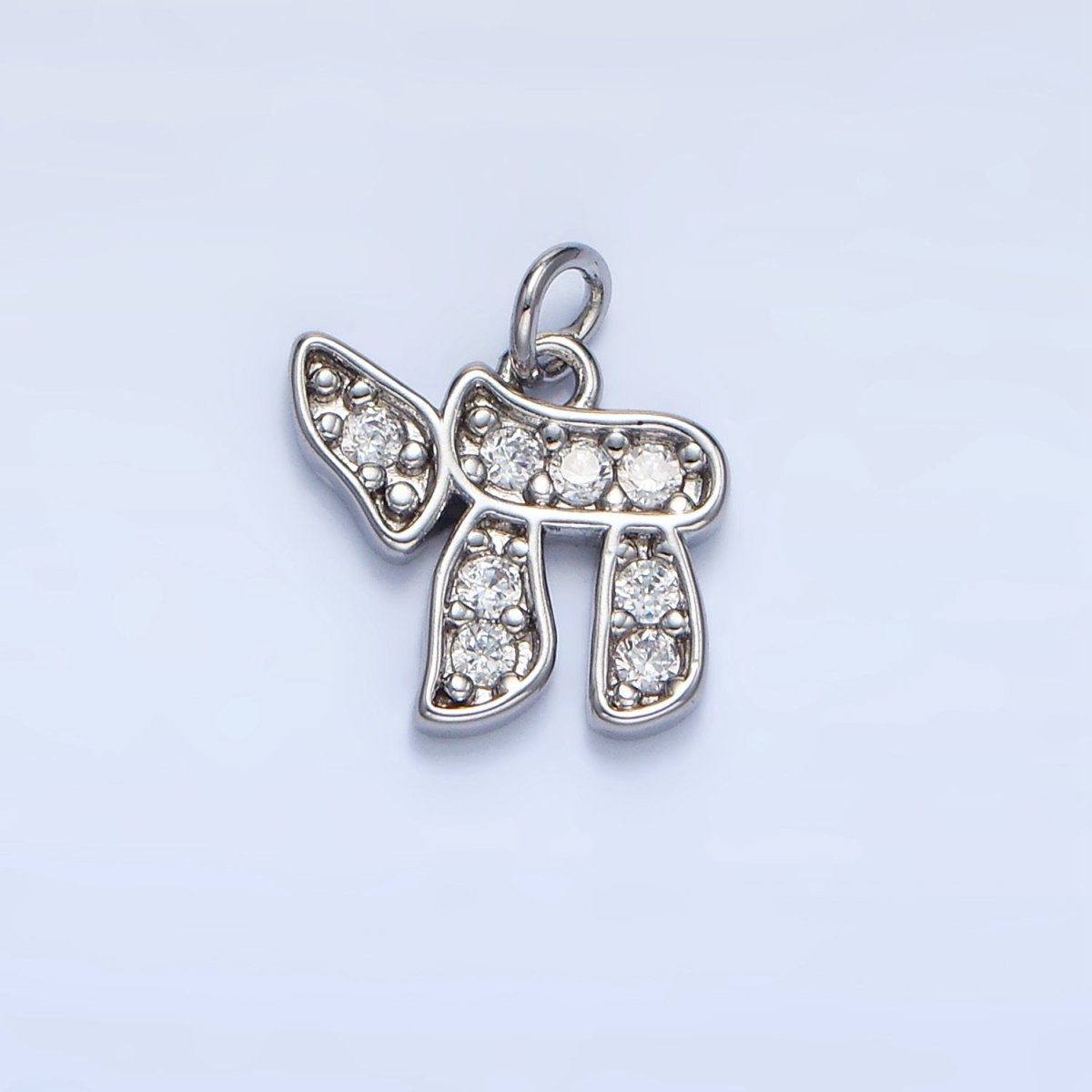 24K Gold Filled Hebrew Letter Chai Micro Paved CZ Charm in Gold & Silver | X624 - DLUXCA