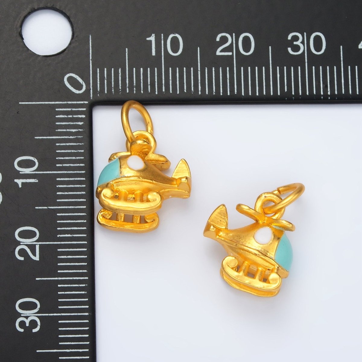 24K Gold Filled Helicopter Travel Enamel Mini Charm | M153 - DLUXCA