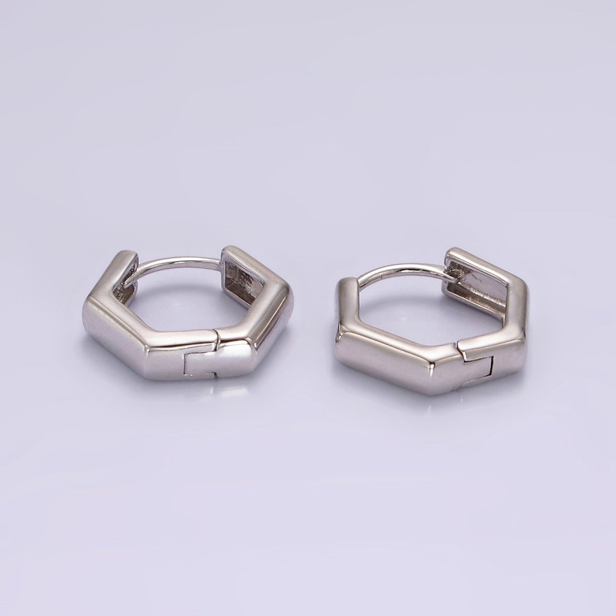 24K Gold Filled Hexagon Huggie Hoop Earrings Q - 215 - DLUXCA