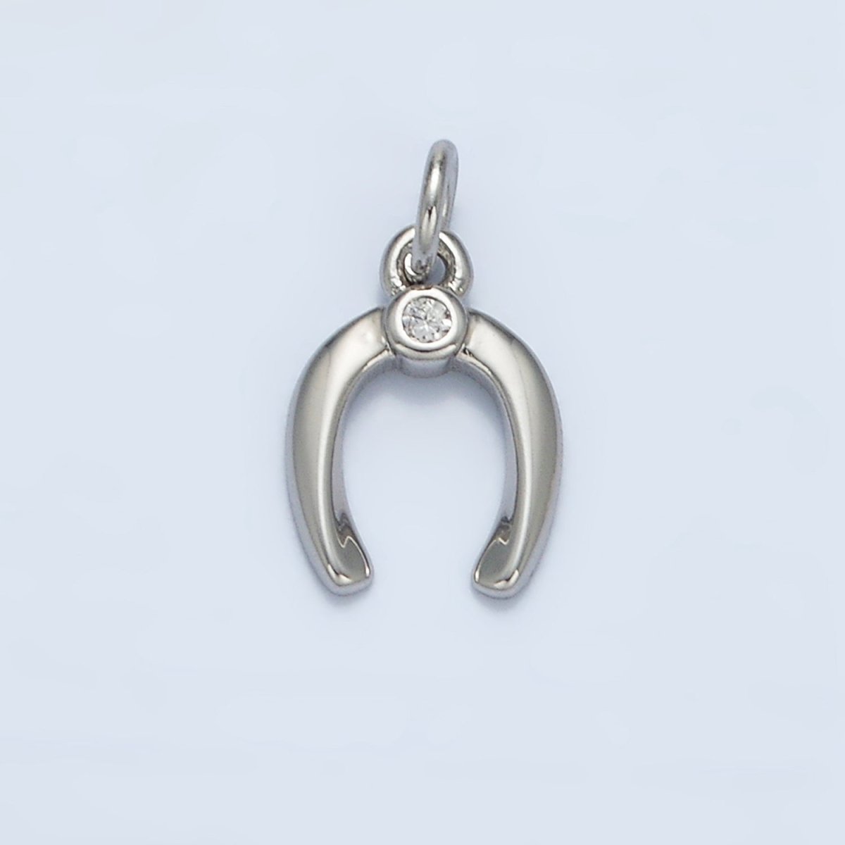 24K Gold Filled Horseshoe Clear CZ Charm in Gold & Silver | X592 - DLUXCA