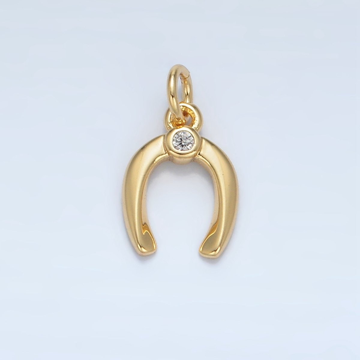 24K Gold Filled Horseshoe Clear CZ Charm in Gold & Silver | X592 - DLUXCA