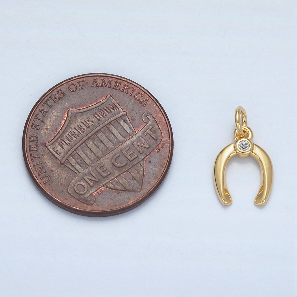 24K Gold Filled Horseshoe Clear CZ Charm in Gold & Silver | X592 - DLUXCA
