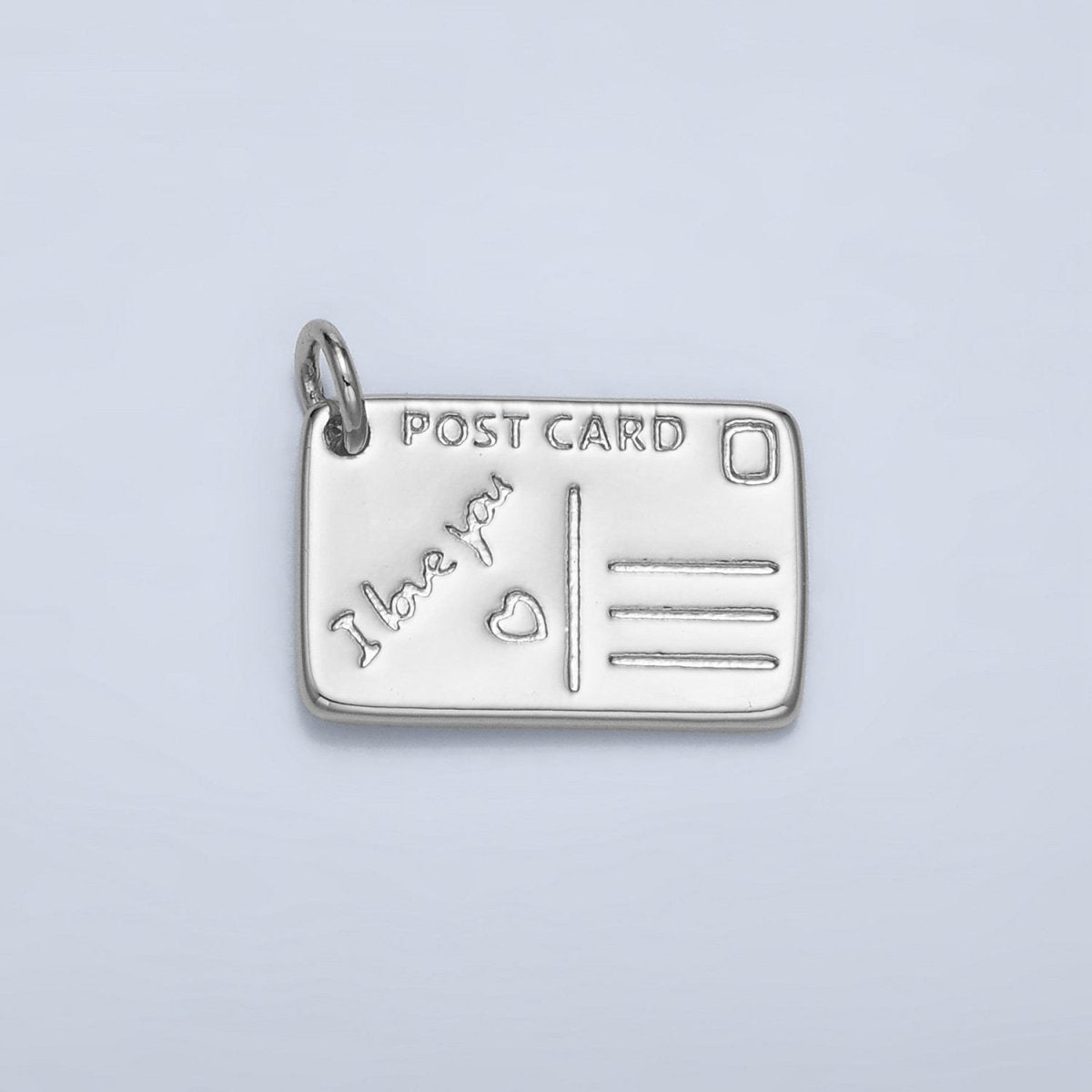 24K Gold Filled "I Love You" Script Post Card Charm in Gold & Silver | X586 - DLUXCA
