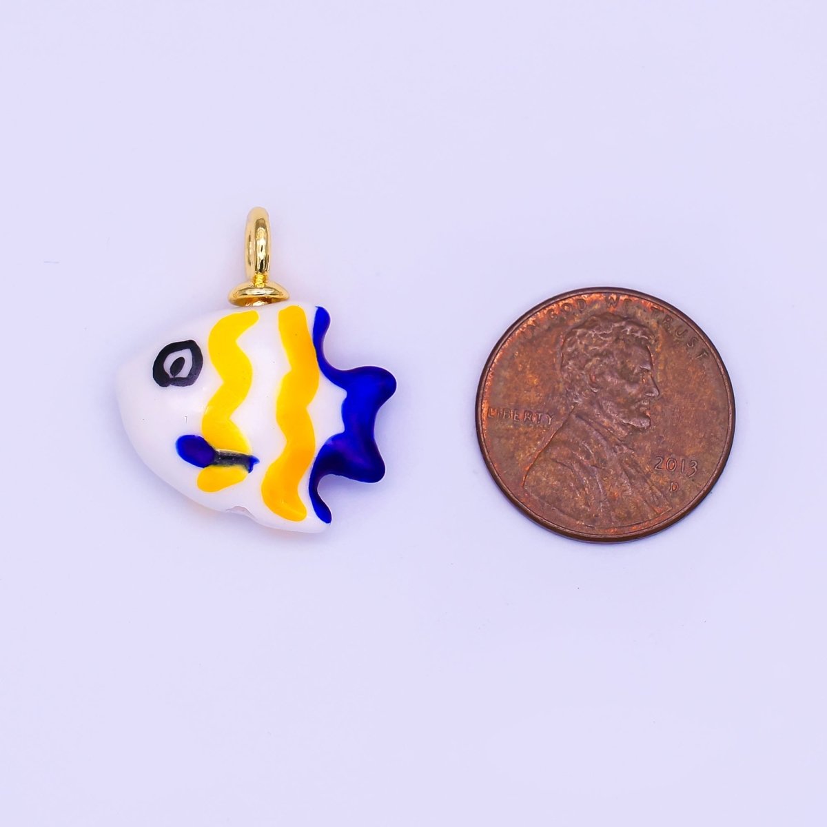 24K Gold Filled Idol Fish Ceramic Drop Pendant | N130 - DLUXCA