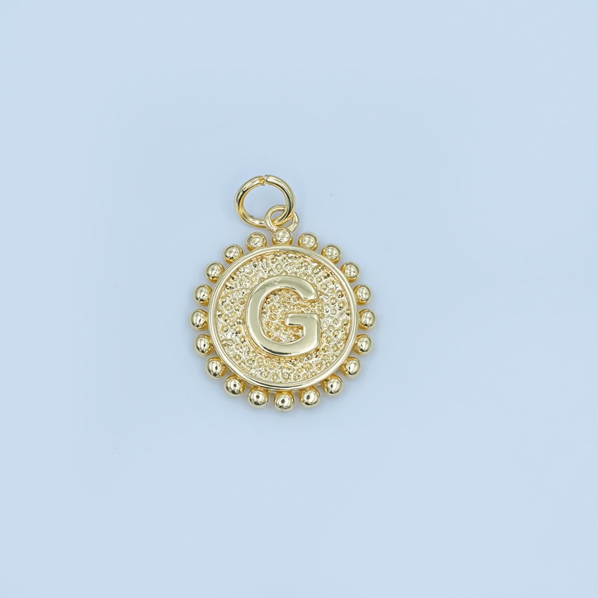 24K Gold Filled Initial Letter Geometric Dotted Round Charm | A292 - A304 - DLUXCA