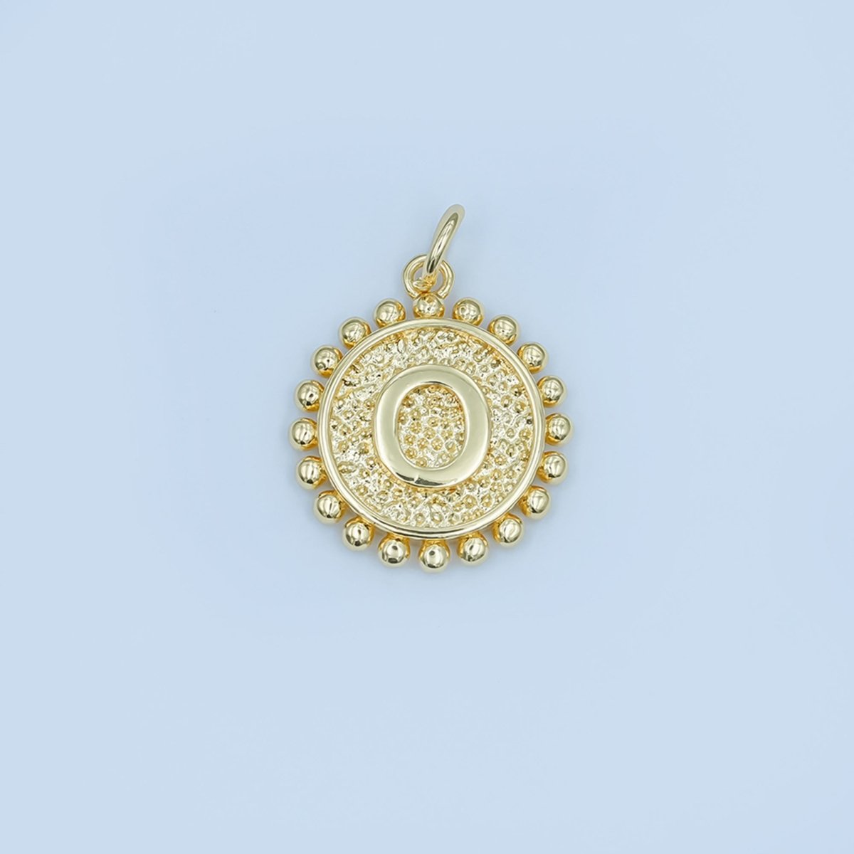 24K Gold Filled Initial Letter Geometric Dotted Round Charm | A292 - A304 - DLUXCA