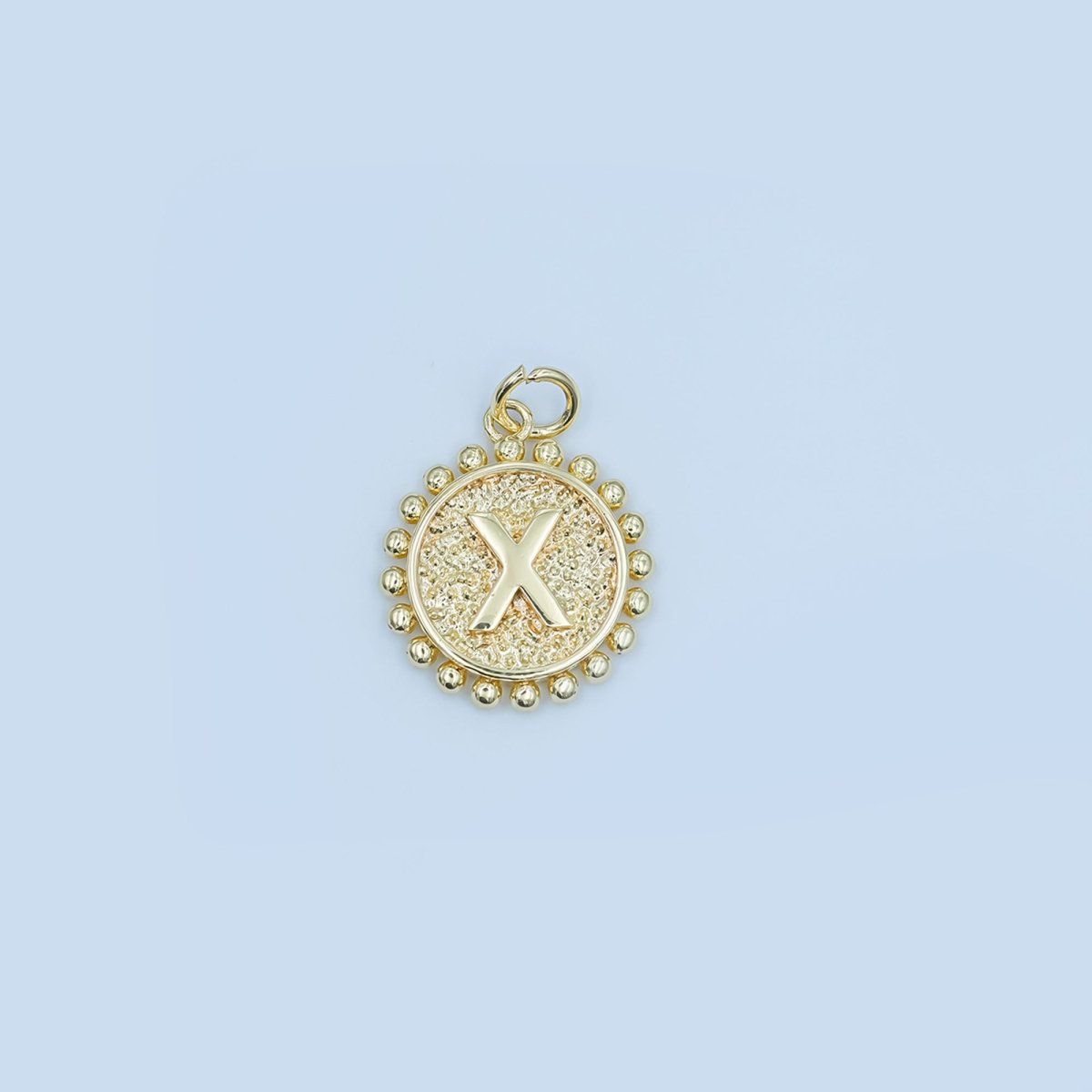 24K Gold Filled Initial Letter Geometric Dotted Round Charm | A292 - A304 - DLUXCA