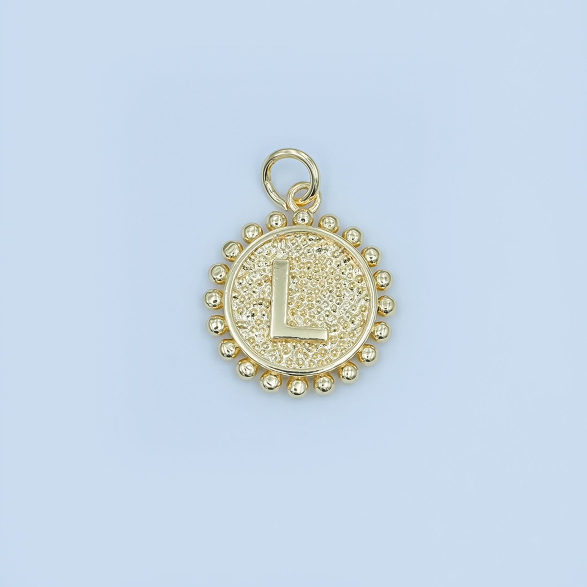 24K Gold Filled Initial Letter Geometric Dotted Round Charm | A292 - A304 - DLUXCA