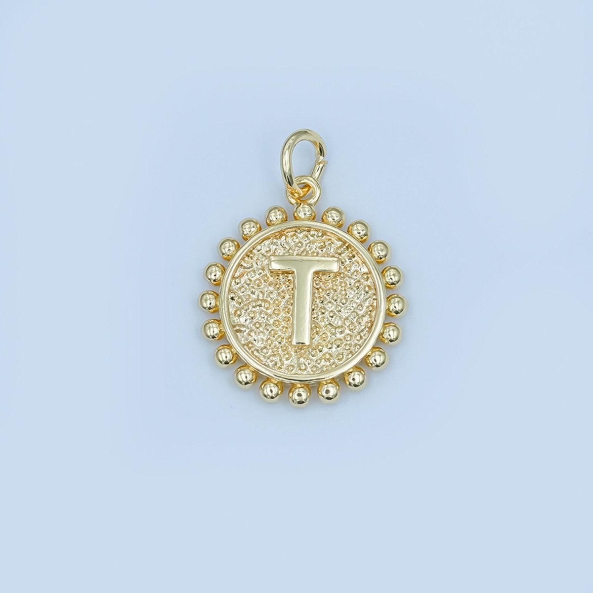 24K Gold Filled Initial Letter Geometric Dotted Round Charm | A292 - A304 - DLUXCA