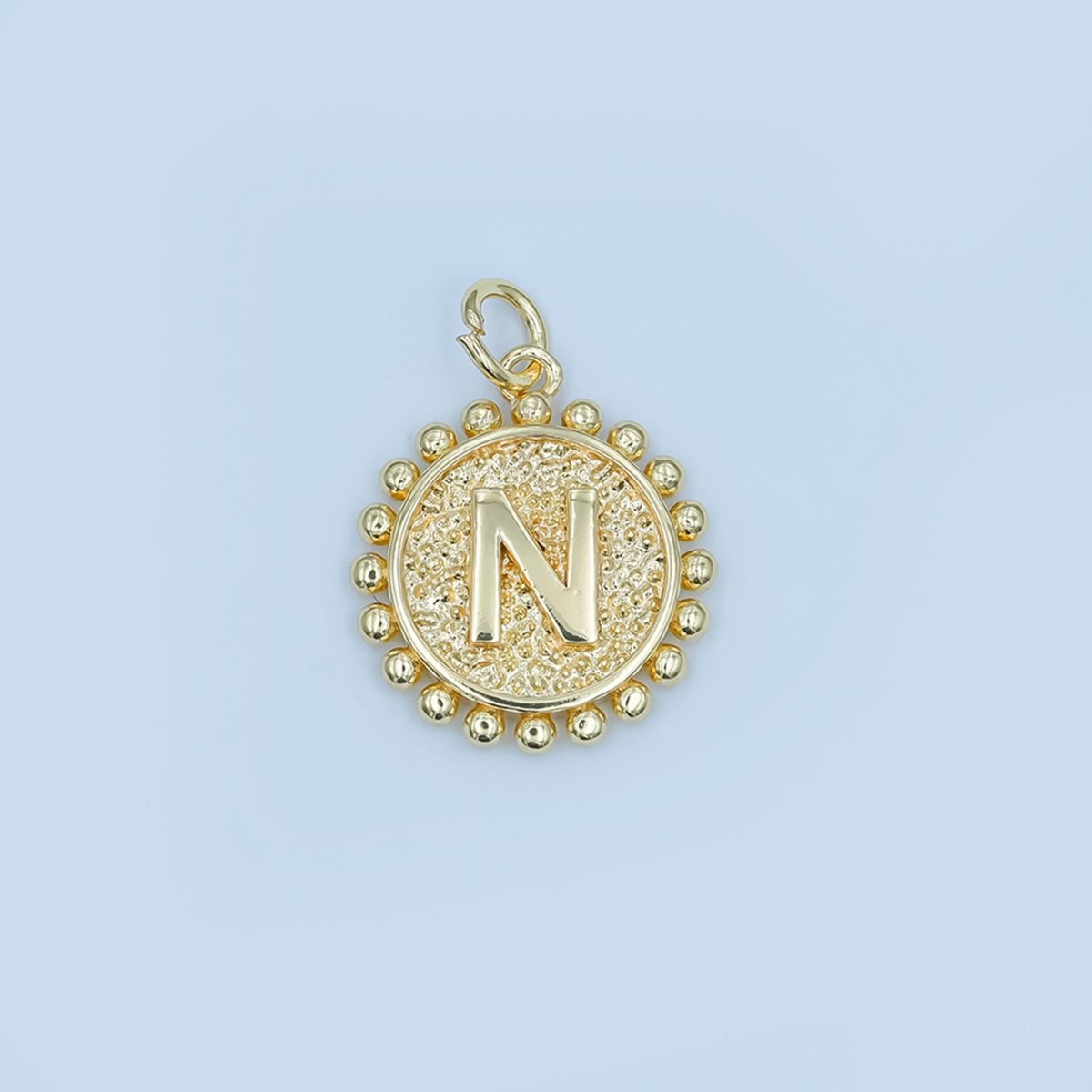 24K Gold Filled Initial Letter Geometric Dotted Round Charm | A292 - A304 - DLUXCA